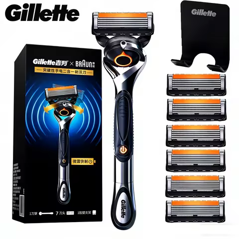 Gillette Fusion5 ProGlide Shaving Razor for Men, 1 Power Razor Handle, 7 razor blades, Battery-Power