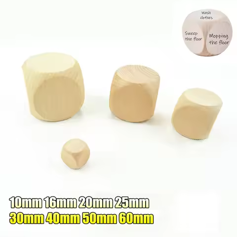 D6 6 Sided Blank Wood Dice10mm 16mm 20mm 25mm 30mm 40mm 50mm 60mm DIY Games Printing Engraving Kid T