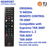♞,♘ORIGINAL TJ MEDIA HAND REMOTE TR-306P COMPATIBLE WITH TJ MEDIA SUPREMO, MAESTRO 1 & 2, TKR-305P