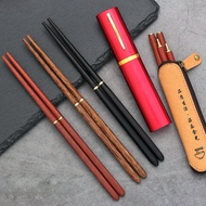 Double Section Chicken Wing Wood Unpainted Unwaxed Red Wood Folding Chopsticks Portable Telescopic E