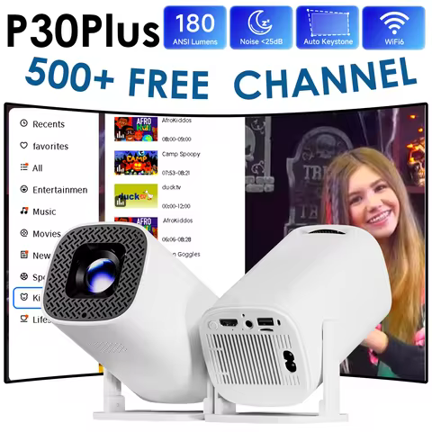 HONGTOP P30PLUS Smart Mini Projectors 4K 1280 * 720P With 500+ Live Free Channel Support WiFi6 Home 
