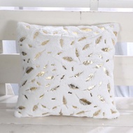 43*43cm Nordic Soft Plush Pillowcase Bronzing Feather Square Cushion Cover Luxury Sofa Pillowcase