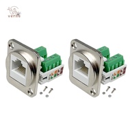 2PCS RJ45 Panel Mount Screw Terminal Adapter, RJ45/8P8C Female Panel Mount Connector, RJ45 Solderles