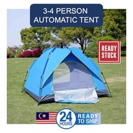 3-4 Person AUTOMATIC EASY CAMPING TENT Outdoor Camping Easy Pop up Collapsible Tent Waterproof