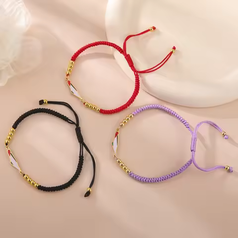 Palestine Flag Braided Rope Bracelets for Women Men Red Black White Green Natural Stone Beads Bracel