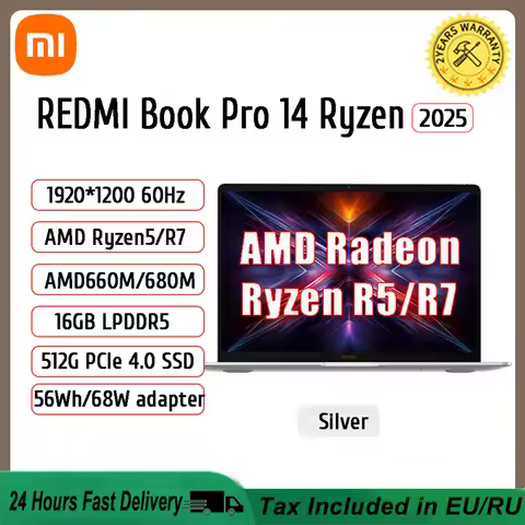 Xiaomi Laptop REDMI Book 14 2025 R5-7535H/R7-7735H 16G 512G SSD Thin Notebook Game Office Design Lap