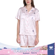 Wacoal Dreamland Collection ชุดนอนกันโป๊ แขนสั้นขาสั้น ผ้าซาติน พิมพ์ลาย Stary clouds รุ่น WN7V20