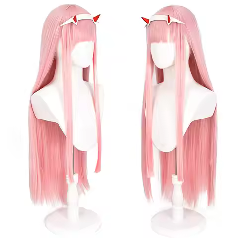Anime DARLING in the FRANXX 02 Cosplay Wig Zero Two Wigs or Headwear Role Play Pink Color Cos Peruca