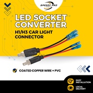 H1/H3 LED Socket Converter Car Light Connector Plug Cable - 2pcs