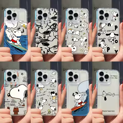 Cute S-Snoopys Dog Line Phone Case for iPhone 17 17e 16e 16 15 14 13 12 11 Pro Max 7 8 Plus XR Airba