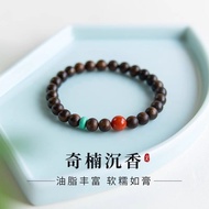 Genuine Agarwood Bracelet for Women Natural Kynam Wood Sandalwood Beads Red Green Turquoise Lucky Bu