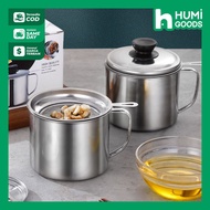 Oil Pot Filter Cup-Shaped Cooking Oil Filter Stainless Steel Container + Oil Filter