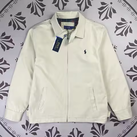 New Hot Ralph Lauren Women Men Collar Short Loose Solid Color Jacket Business Casual Thin Coat
