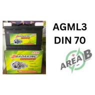 BADAKING AGM DIN70L | DIN70 | LN3 | Car Battery Audi BMW Mercedes Benz Volvo Range Rover Jaguar