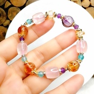 金銀財寶Jinyin caibao 粉晶/黃阿賽塔山黃水晶/塔山紫水晶手串