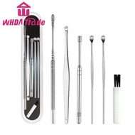 Stainless Steel Ear Pick Wax Remover Curette Ear Cleaner Spring Double Head Rotating Ear Scoop Set