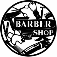 Fashion Salon Haircut Barber Shop Metal Wall Art Round 22 inch Black Sculpture Decor