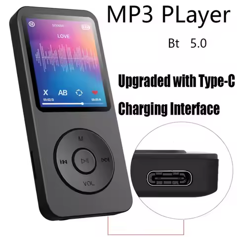 MP3 MP4 Player Bluetooth-Compatible5.0 Music Player 1.8in Color Screen Student Walkman with E-book/F