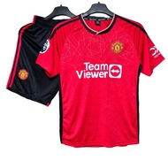 Bộ quần áo bóng đá MAN UTD màu đỏ logo THÊU vải THUN LẠNH thoáng khí thấm mồ hôi cao cấp