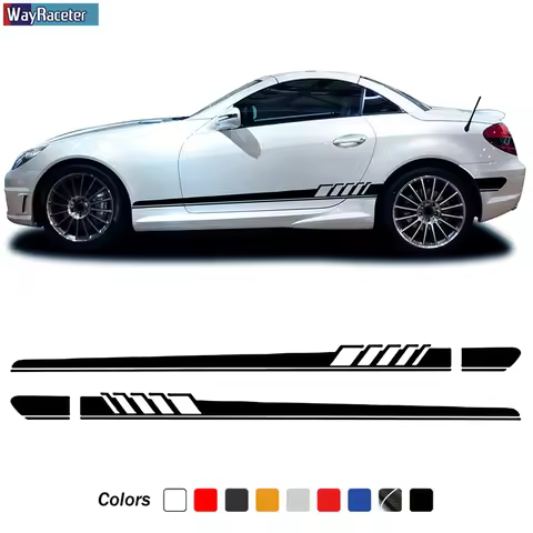 2 Pcs Car Door Side Stripe Skirt Sticker Vinyl Decal For Mercedes Benz SLK Class R170 R171 R172 SLK5
