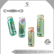 Steelicious.id - 600ml & 450ml BPA Free Children's Drinking Bottle + Cute Color Straw B-6015 B-6016
