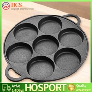 【HCS】7 Hole Skillet Omelet Pan Cast Iron Non-Stick Egg Frying Pan Eggs Cooking Pan Burger Mold Omele
