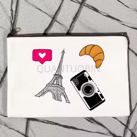 Emily In Paris Creative Canvas Makeup Bag Pocket Lipstick Wash Bag for Wedding Travel Lipstick Bags 