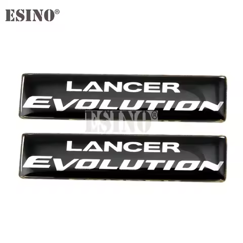 2 x 3D Lancer EVO Evolution Aluminum Glue Decals Car Emblems Adhesive Badges for Mitsubishi Lancer E