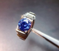 藍色莫桑石戒指，男士莫桑石戒指，2 克拉藍色莫桑石戒指