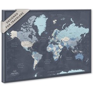 World Travel Map Push Pin on Canvas Detailed World Map Pin Board Travel Destinations Map World Map W