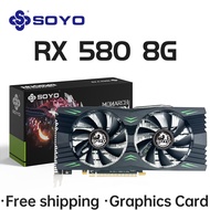 SOYO RX580 8G Radeon Graphics Cards GDDR5 Memory Video Gaming Card RX 580 PCIE3.0x16 256Bit for Desk