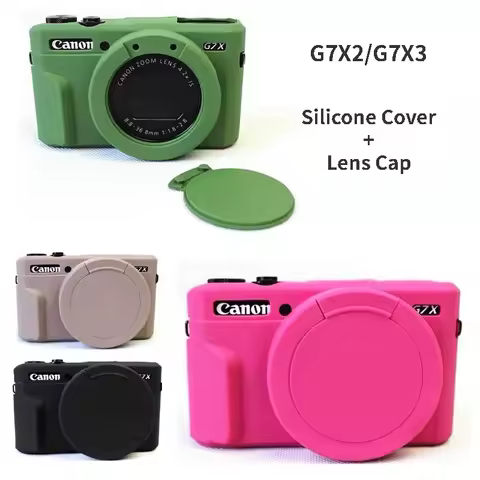 Silicone Case with Lens Cap for Canon G7X2 G7X3 G7X Mark 2 3 Dustproof Soft Rubber Camera Cover for 