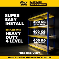 RACKZONE 4 Tier Rak Boltless Rack Heavy Duty Rak Besi Bertingkat Rak Dapur Serbaguna Kitchen Rack Sh