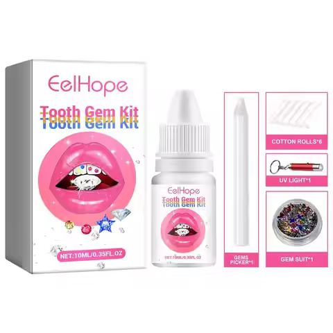 Tooth Jewelry Kit DIY Teeth Gems Kit with Glues and Light Firm Reliable Precious Stone Crystal Tooth