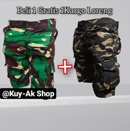 PROMO GILA BUY 1 GET 1 CELANA PENDEK CARGO LORENG PRIA / CELANA PENDEK TNI / CELANA CARGO LORENG PRI