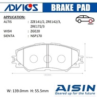 Aisin/Advics Brake Front Pad for Toyota Altis: ZZE141/2 ZRE142/3 ZRE172/3 WISH: ZGE20 SIENTA: NSP170