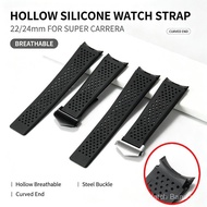 22mm 24mm Soft Breathable Rubber Watch Band Replacement Silicone Strap For Super Carrera Aquaracer W