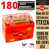 YTX12A-BS YTX12A BTX9 Koyoko Gel G2 Battery Batteri Bateri 100% Original KOYOKO Z1000RR  SYM Symphon