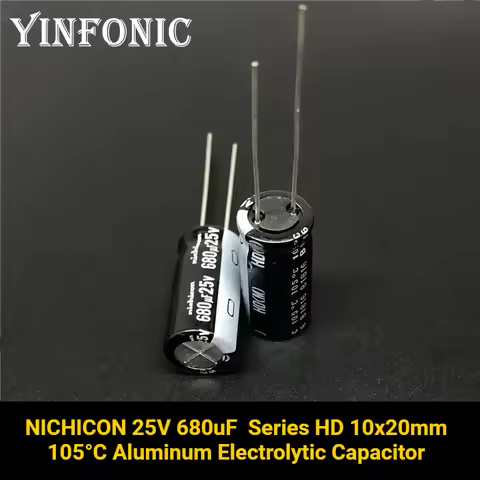 5pcs/50pcs NICHICON 25V 680uF Series HD 10x20mm 105°C Extremely Low Impedance 680uF/25V Aluminum Ele
