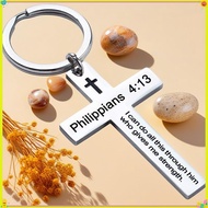 Stainless Steel Cross Keychain Bible Verse Keychain Father's Day Gift for Boyfriend Birthday