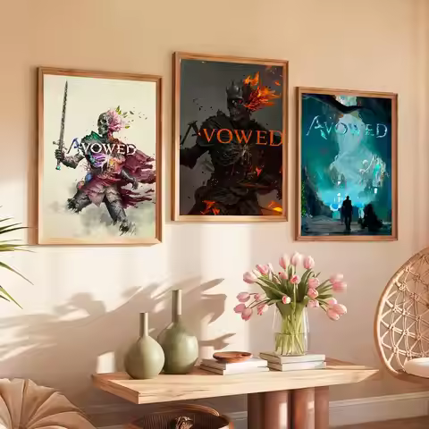 Game A-Avowed-S Poster Paintings Self Adhesive Prints Home Bedroom Living Room Decor Vintage Gift