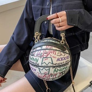 Women's Basketball Bag with Graffiti Motif / Basketball / Basketball Bag / Round Bag / Sling Bag / W