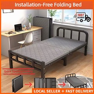 [[Installation-Free]]Folding Bed Folding Bed for Adults Single Double Bed Portable Home Iron Metal Foldable Bed