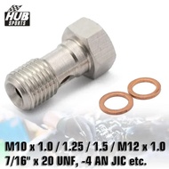 HUB sports Stainless Steel AN3 / AN4 / M10 / M12 Thread Turbo Brake Line Banjo Bolt Adapter with Cop