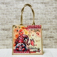甜心精靈雙面拼貼麻布托特包 大容量手提袋【魔鬼氈】