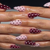 Short Short Almond Nails Red Dots Polka Dots Wearable Fake Nails Manicure Wearable Nails Nails 10.23
