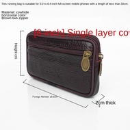LYPS Waist-Hanging Mobile Phone Bag First Layer Cowhide Waist Mobile Phone Case Horizontal And Vertical 6.5-Inch 7-Inch Single Double Layer Wallet For The Elderly