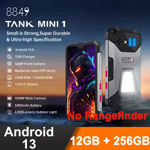 Unihertz 8849 Tank Mini Rugged Smartphone 4.3 Inch Display Android 13 5800mAh 24GB 256GB Helio G99 O