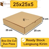 Cardboard Die Cut Pizza Polos 25x25x5cm Dus Kue Cake Kaos Box New Single Wall 3mm Thick -