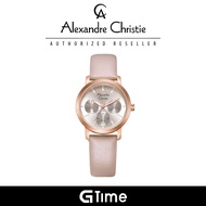 [Official Warranty] Alexandre Christie 2A25BFLRGLNPN Women's Silver Dial Leather Strap Watch